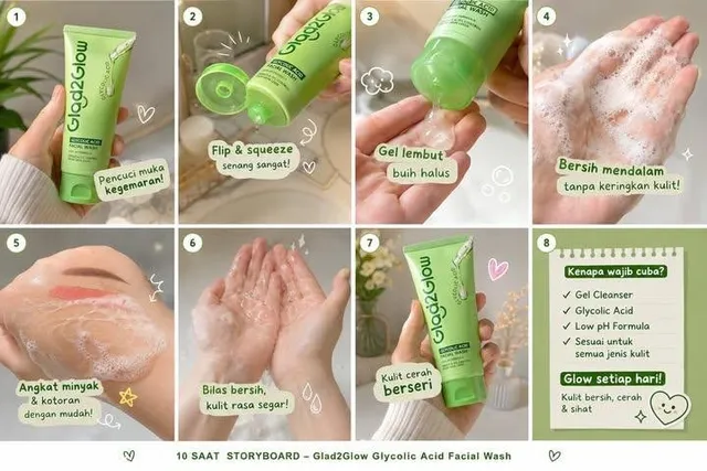 Раскадровка для очищающего средства для лица Glad2Glow
