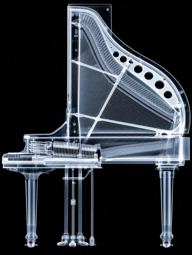 Piano Grand Transparan Sinar-X