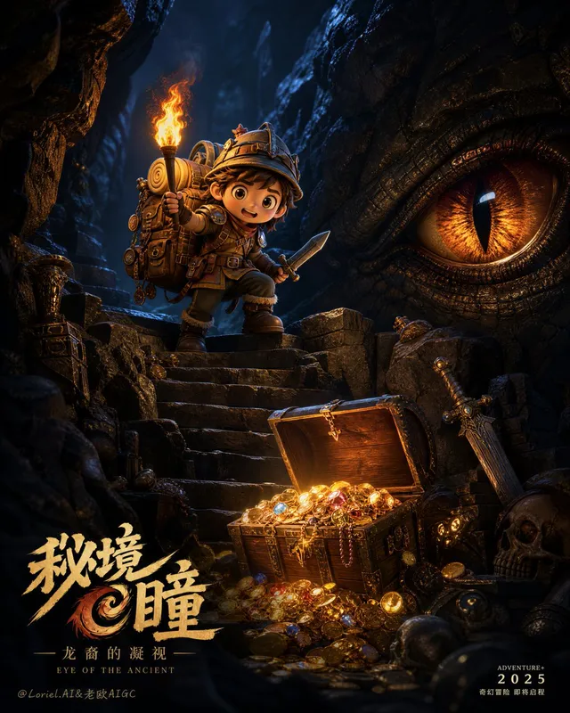 Chibi Explorer Dragon Cave Poster