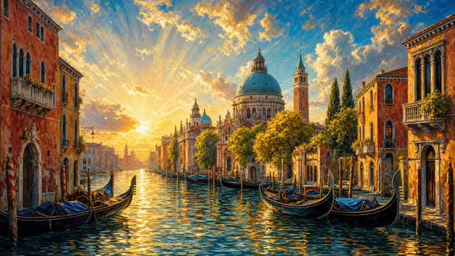 Venetian Canal Travel Poster Painting