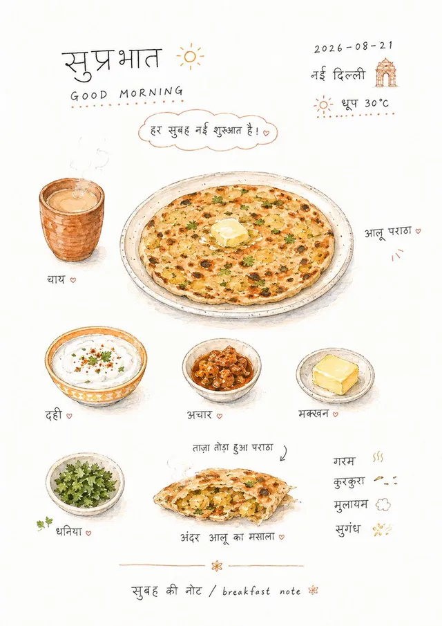 Hand-drawn Breakfast Journal Aesthetic Poster