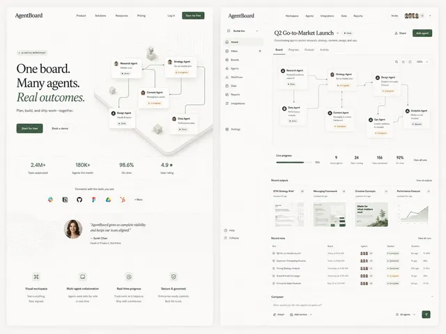 AgentBoard SaaS Landing and Dashboard UI