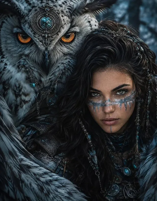 Tribal Fantasy Warrior with Guardian Owl