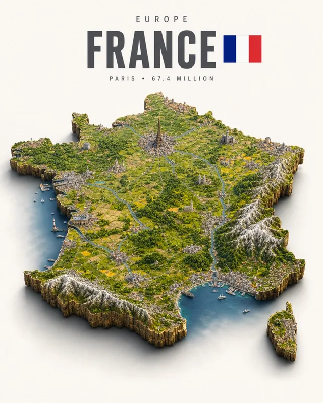 Isometric France Diorama Poster