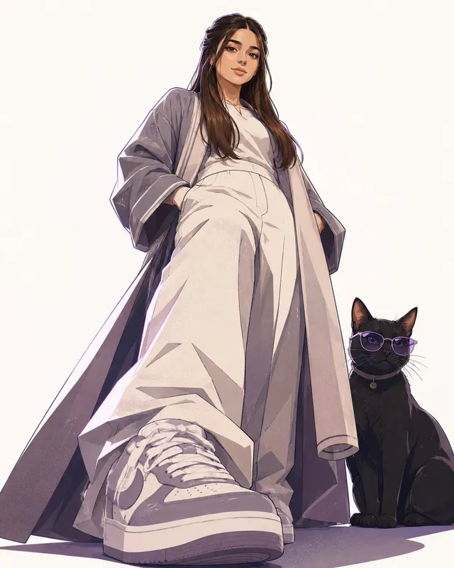 Minimalist Anime Suudi Sokak Giyim Portresi