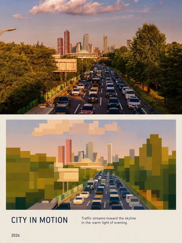 City in Motion Split Editorial Poster