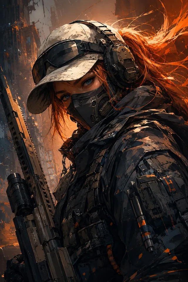 Potret Tentara Taktis Wanita Futuristik