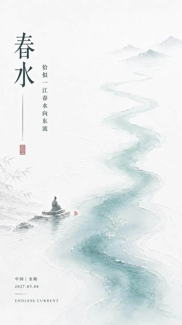 Modello Poster Artistico Poetico Cinese