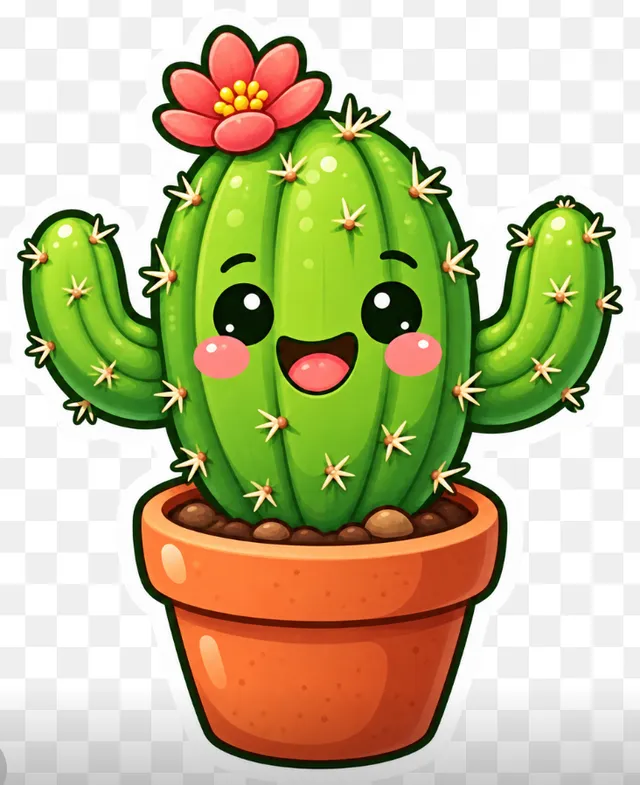Kawaii Cactus Sticker Asset