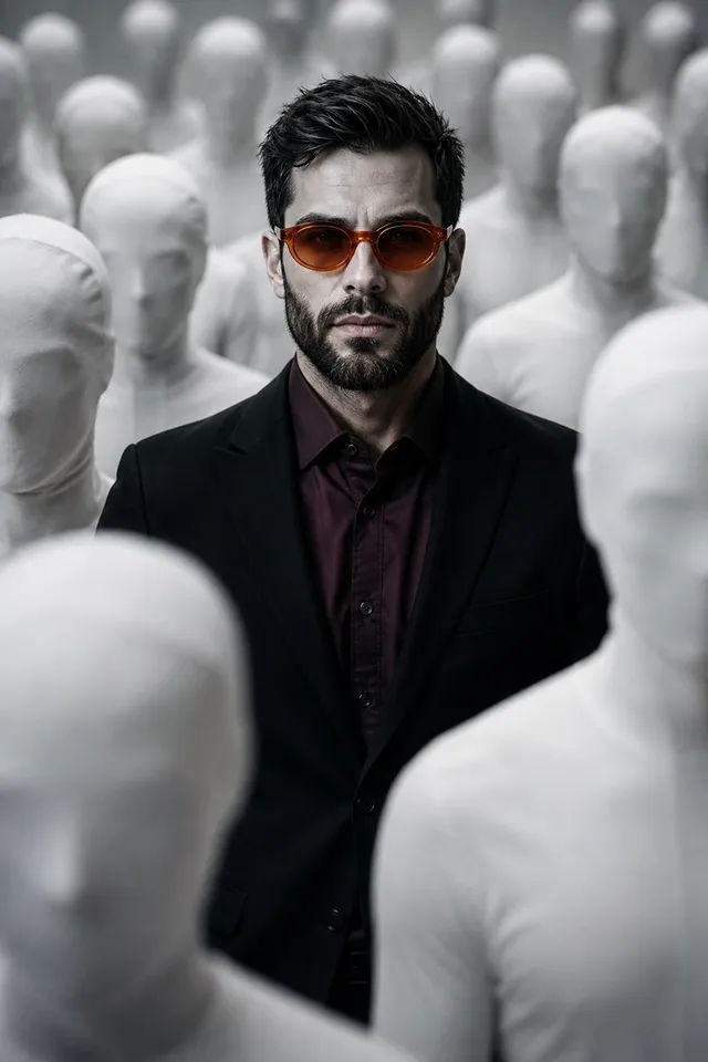 Surreal Faceless Figures Portrait