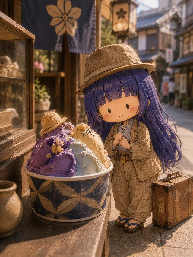 Chica Chibi en Tienda de Gelato
