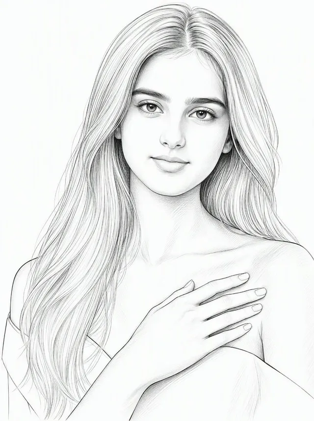 Elegant Pencil Portrait of Young Woman