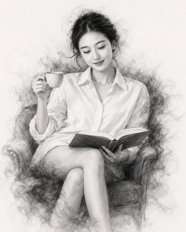 Black and White Pencil Sketch Portrait