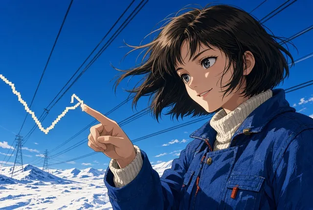 Anime Woman Pointing at Growth Arrow