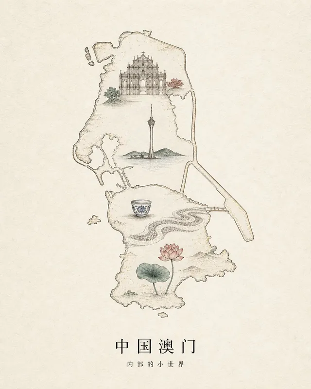 Vintage Macau Karten-Poster