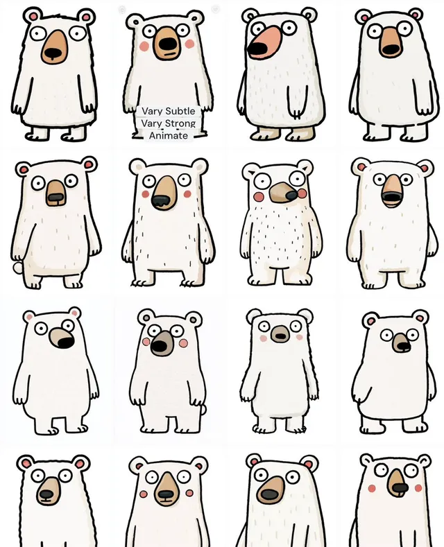 Polar Bear Mascot Variation Sheet