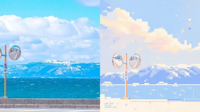 Coastal Photo to Pastel Pixel Art