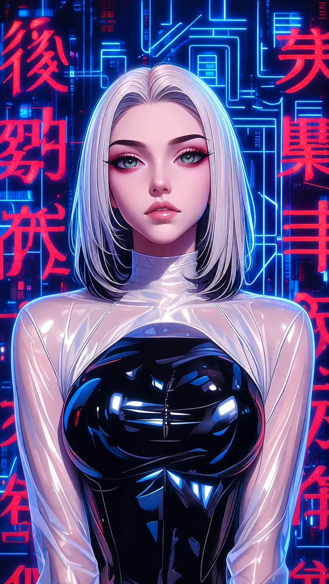 Potret Anime Rambut Perak Futuristik