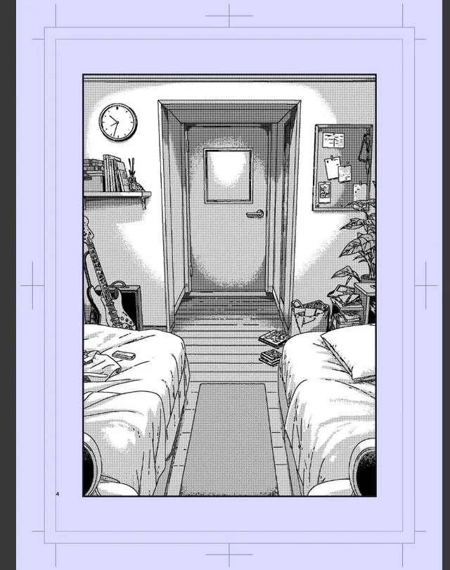 洗練された漫画の寮の部屋背景