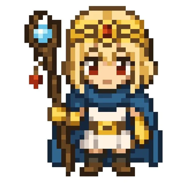 Chibi Pixel Art Fantasy Mage