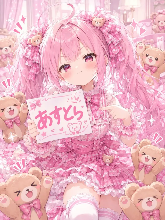Ragazza Lolita Anime Rosa Teddy