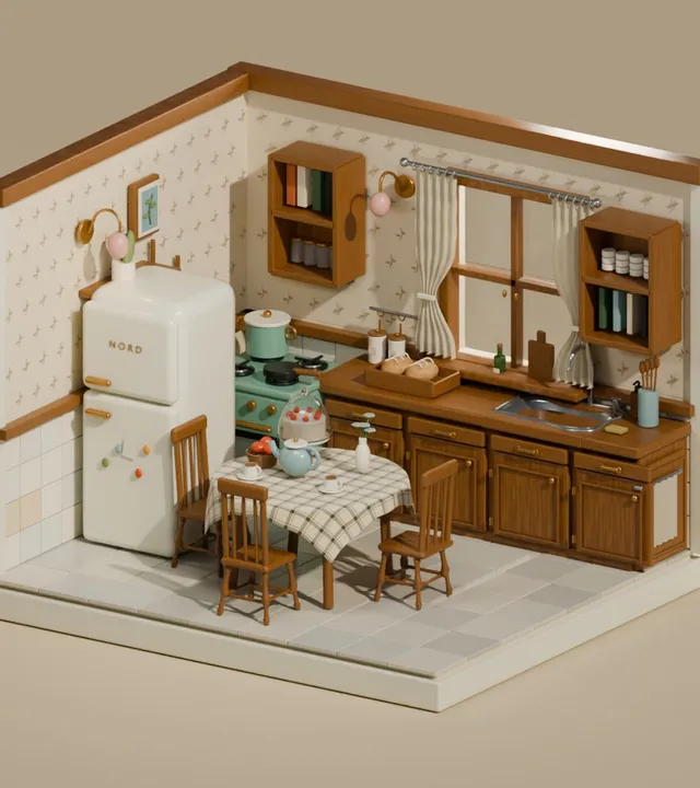 Isometric Miniature American Kitchen