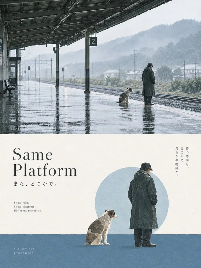 Same Platform Rainy Poster