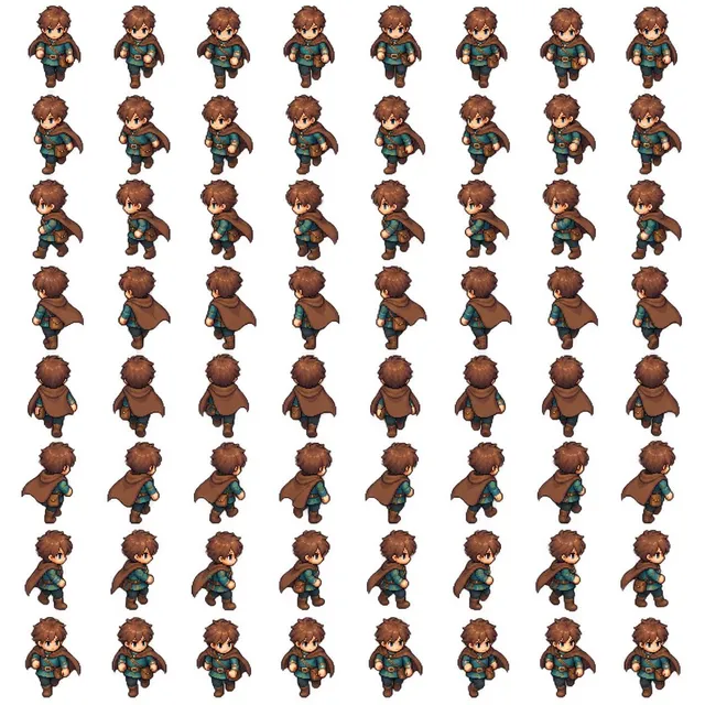 8-Direction RPG Hero Sprite Sheet