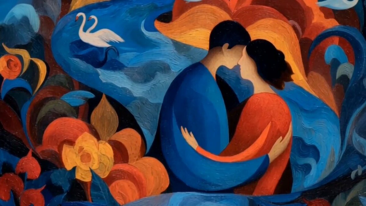Baiser Onirique dans le Style de Franz Marc