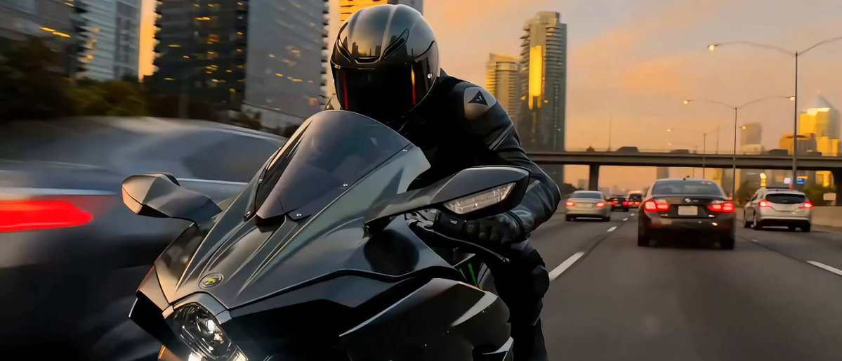 Ultra-Cinematic Time-Freeze Motorcycle Action Scene