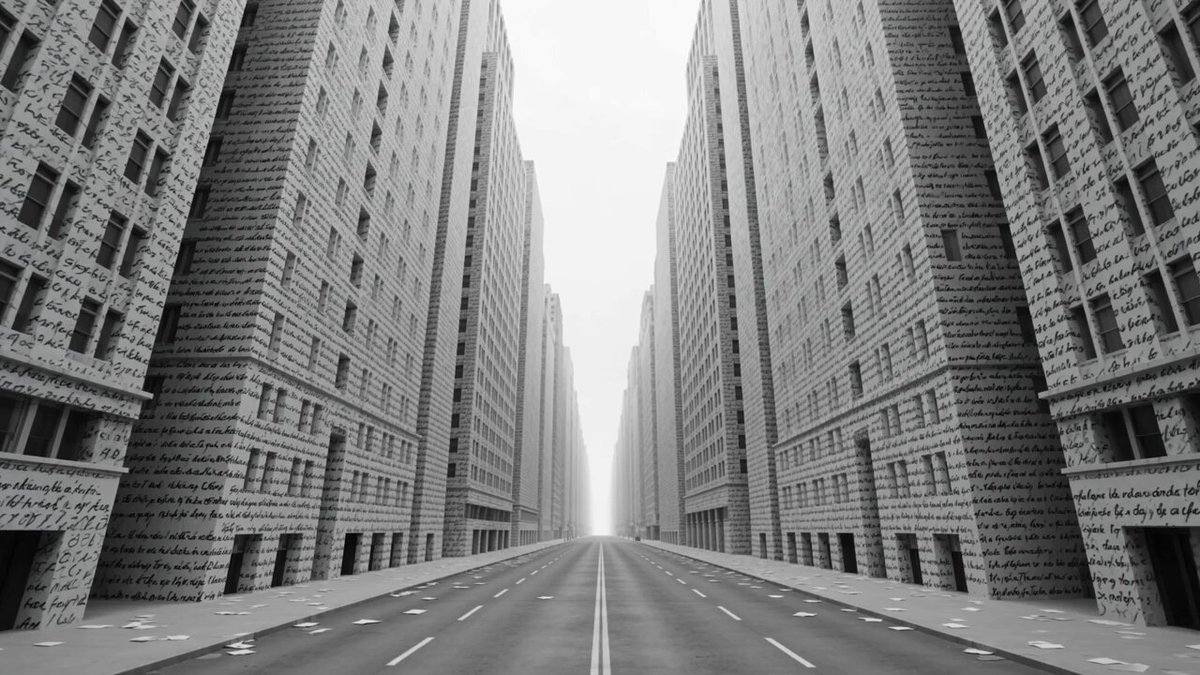 Monochrome Text City Surreal Transformation