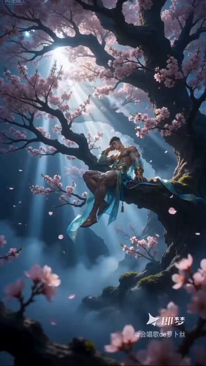 Ethereal Xianxia Immortal resting by Ancient Tree