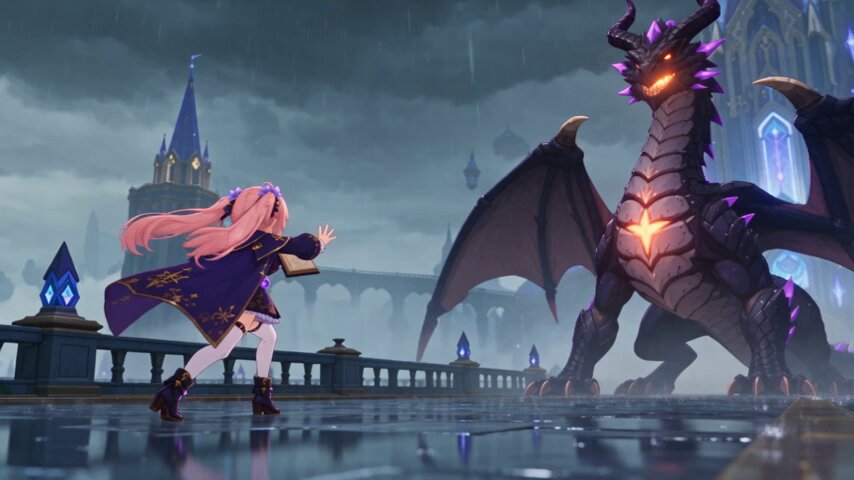 Epic Fantasy Anime Dragon Battle