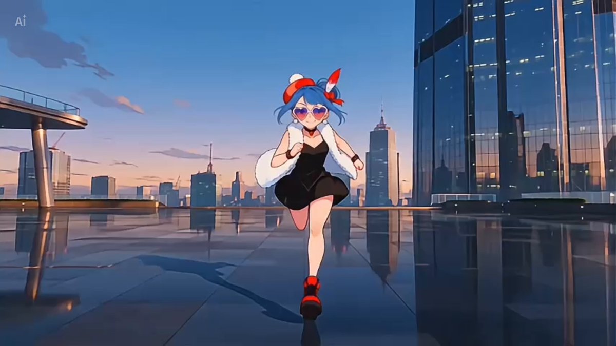 Anime Girl Cinematic One-Cut in Future City